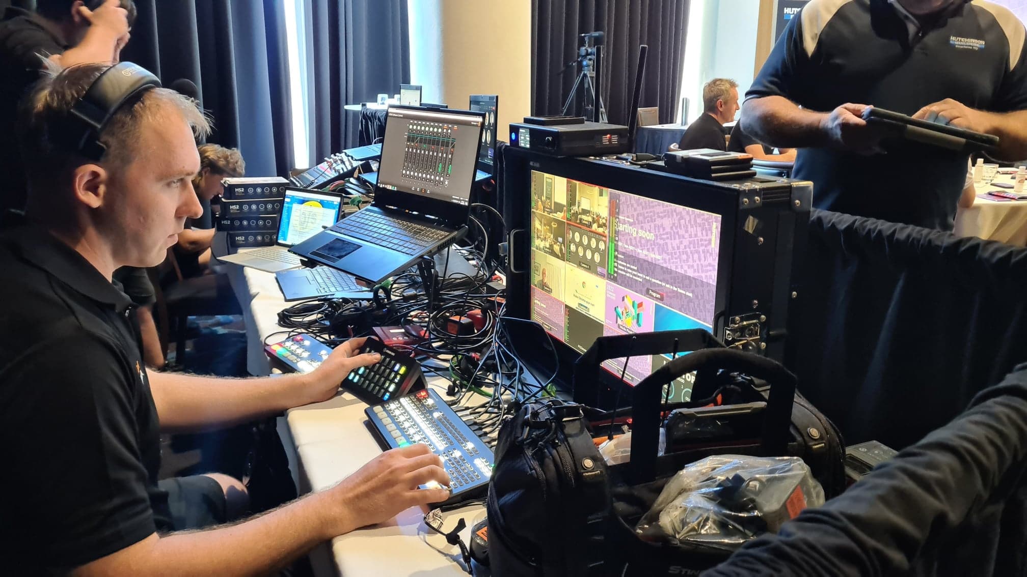 OnPoint operator running a live event from the tech desk